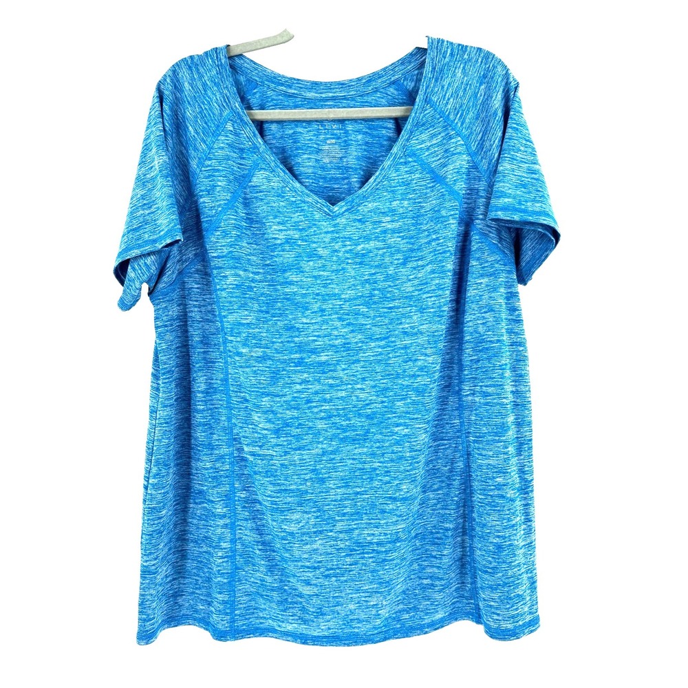 Livi Active V Neck Shirt Women's 18/20 Heather Blue Workout Activewear Hiking